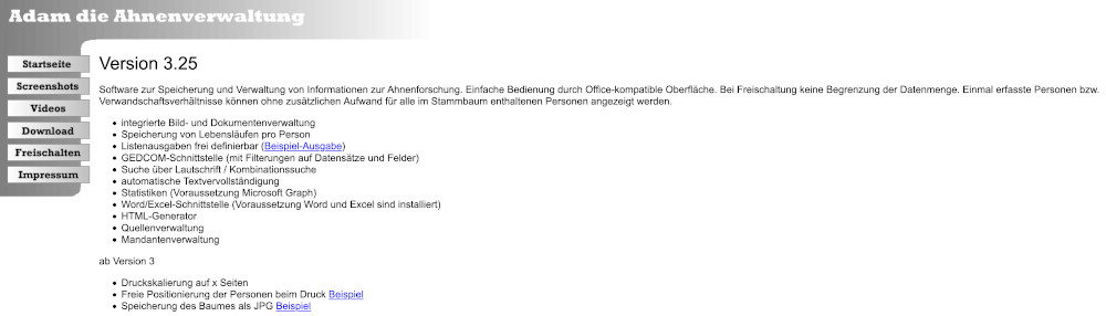 Ahnenforschung Software - Adam die Ahnenverwaltung